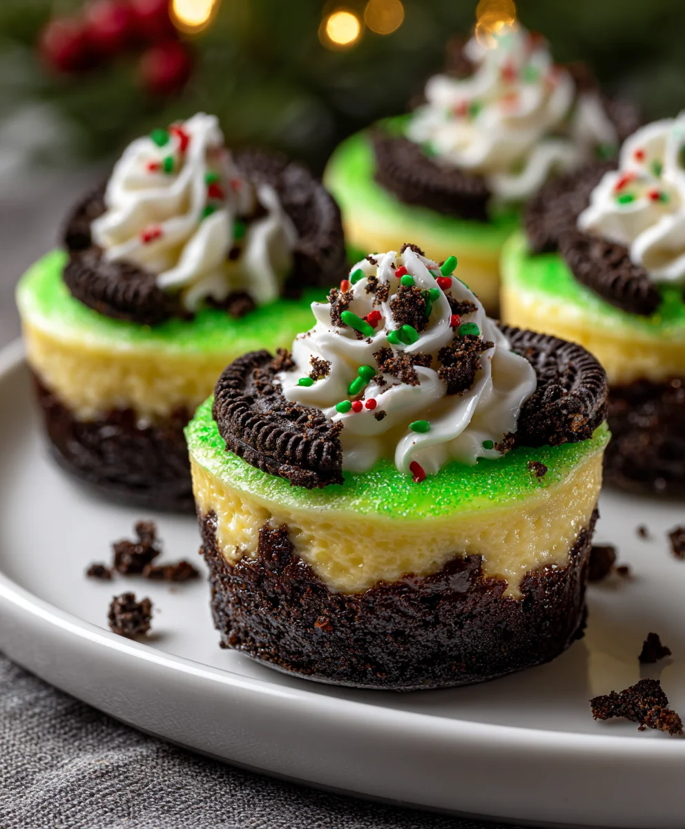 Grinch Mini Cheesecakes – Creamy, Cute & Mischievously Festive!