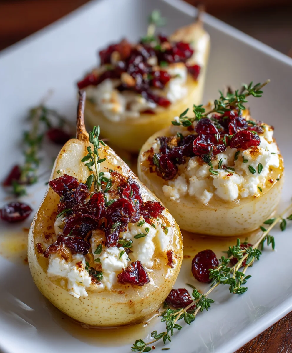 Baked Pears with Feta, Honey & Cranberries – Sweet, Savory & Elegant Every Time!