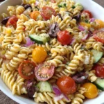 Greek Pasta Salad – Fresh, Tangy & Bursting with Mediterranean Goodness!