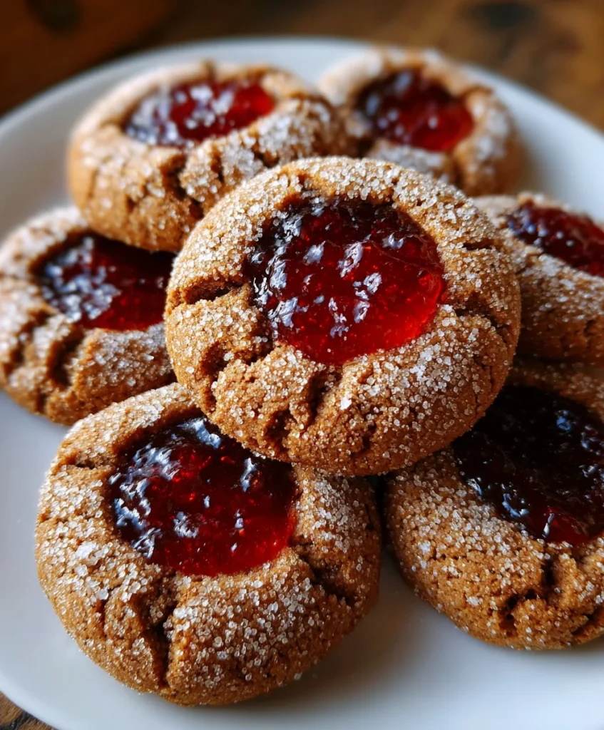 Gingerbread Thumbprint Cookies with Cranberry Jam – Spiced, Festive & Wonderfully Cozy!