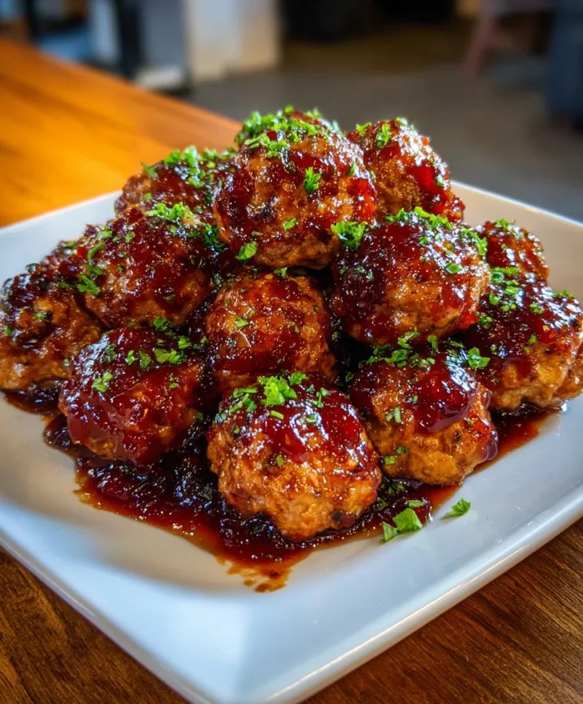 Cherry-Coded Cranberry BBQ Meatballs