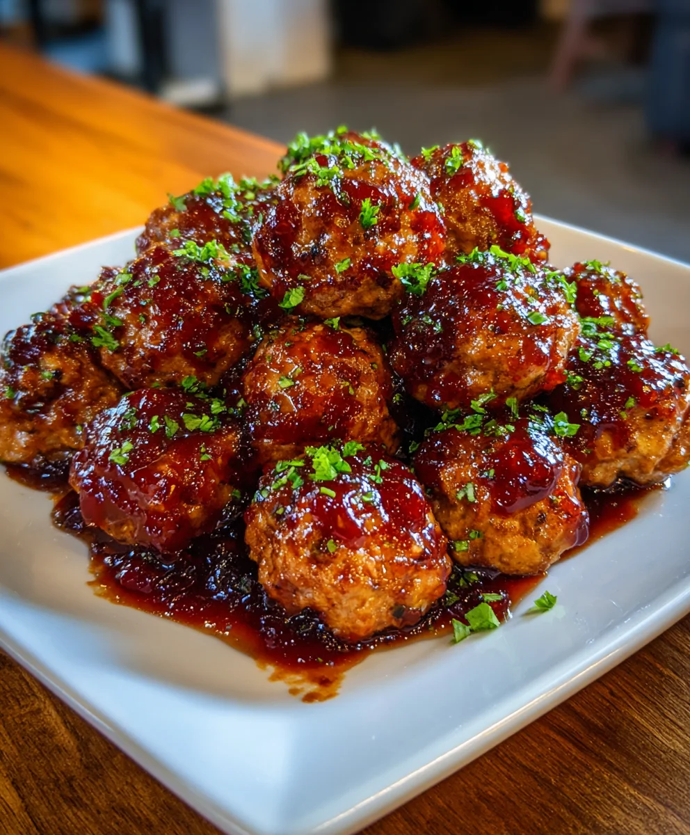 Cherry-Coded Cranberry BBQ Meatballs