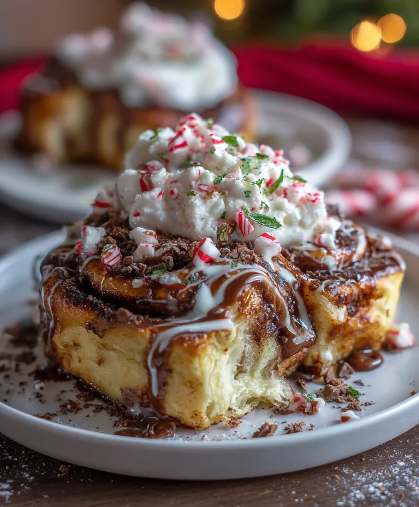 Peppermint Bark Cinnamon Rolls