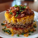 Bacon Cheeseburger Rice Stack