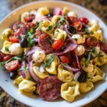 Italian Tortellini Pasta Salad with Salami and Mozzarella