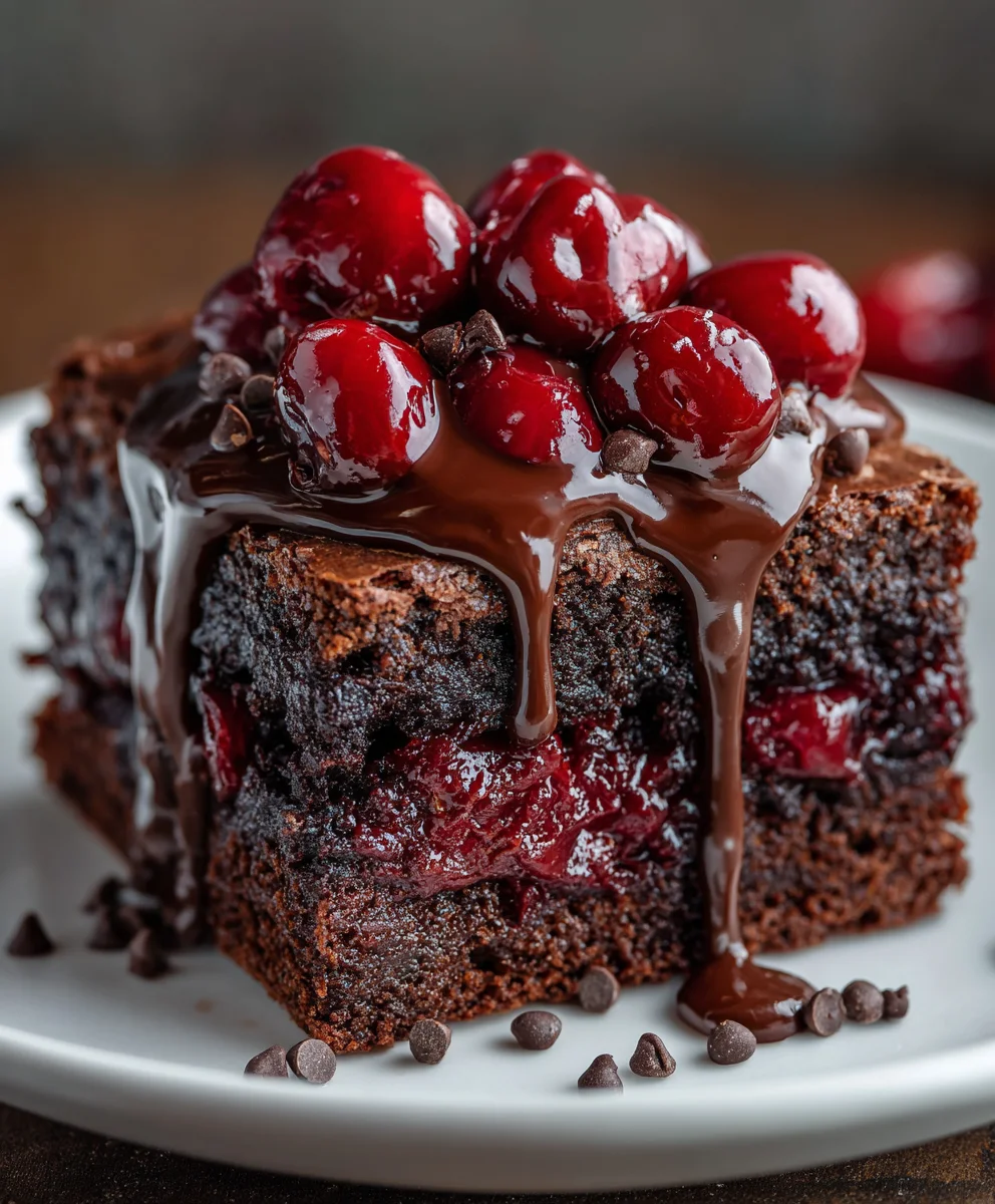 Fudgy Cherry Brownies Ganache