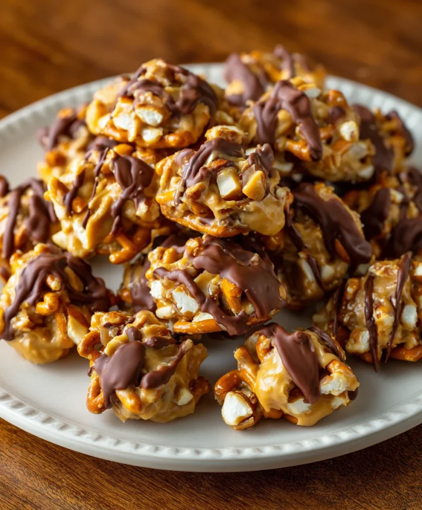 No-Bake Peanut Butter Pretzel Clusters