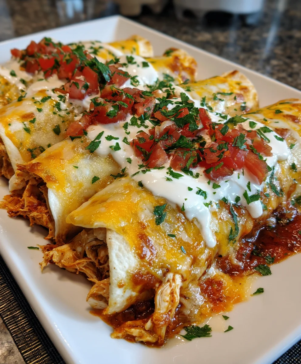 Queso Chicken Enchiladas Bake