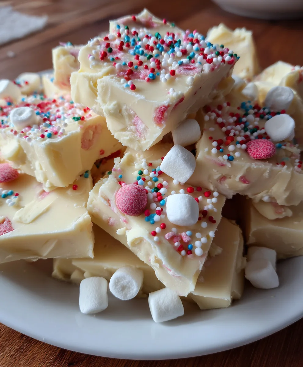 Holiday White Chocolate Marshmallow Fudge