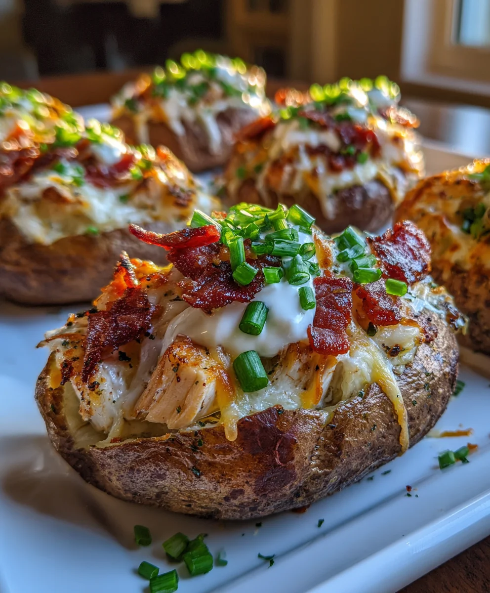 Chicken Bacon Ranch Baked Potatoes