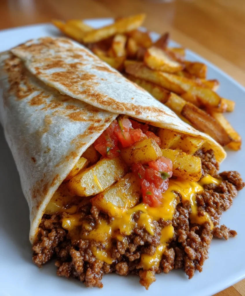Beefy Cheesy Fries Burrito Wrap