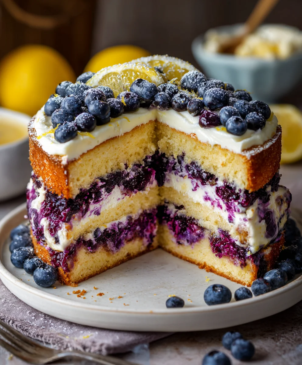 Lemon Blueberry Layer Cake