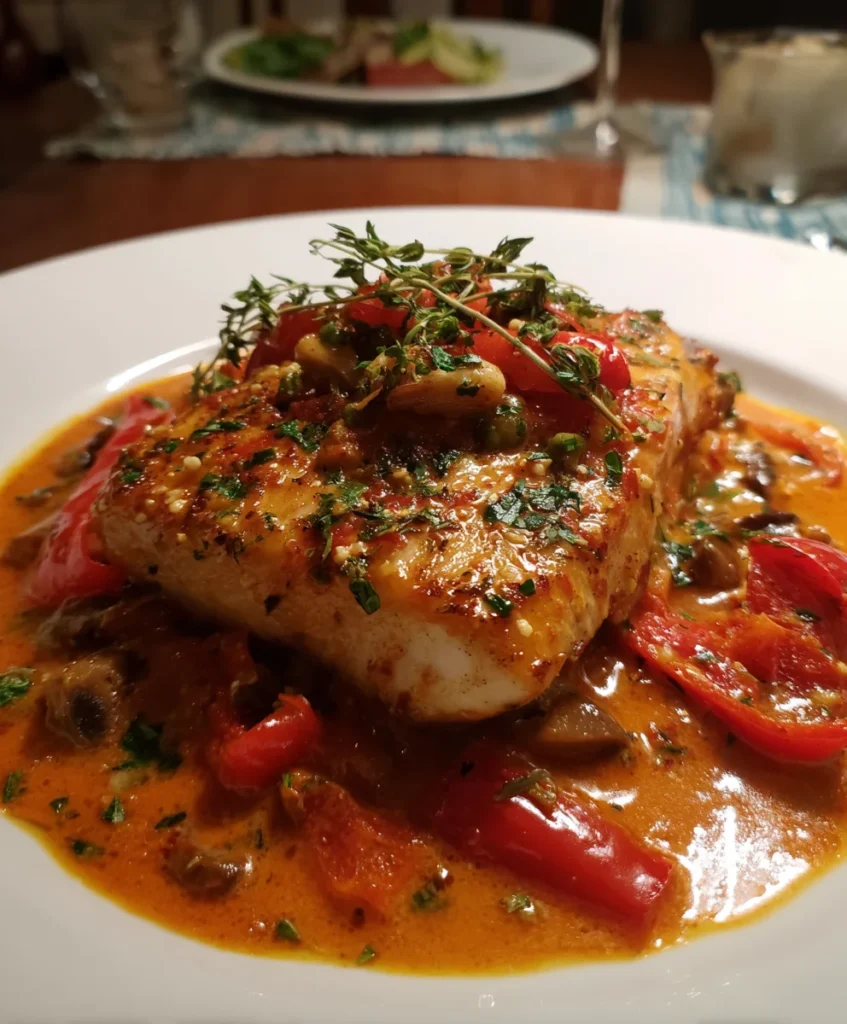 Tilapia in Roasted Pepper Sauce