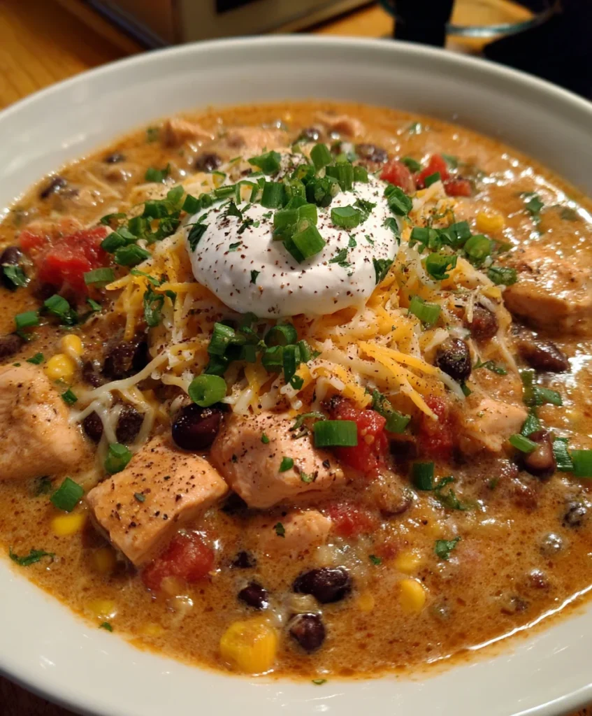 Crockpot Cream Cheese Chicken Chili