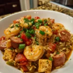 Slow Cooker Cajun Jambalaya with Chicken, Sausage & Shrimp