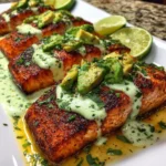 Baked Cajun Salmon with Creamy Avocado Lime Sauce