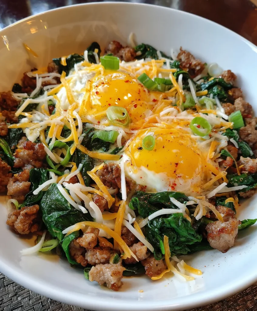 Keto Sausage Egg Spinach