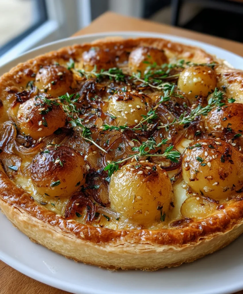 Delicious New Potato, Shallot & Manouri Tart