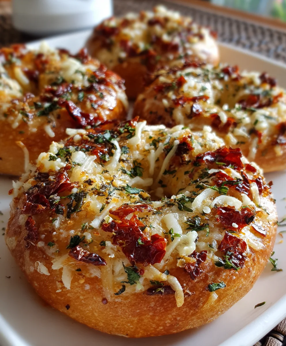 Sourdough Sun Dried Tomato Bagels with Herbs and Cheese