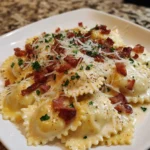Olive Garden-Inspired Ravioli Carbonara