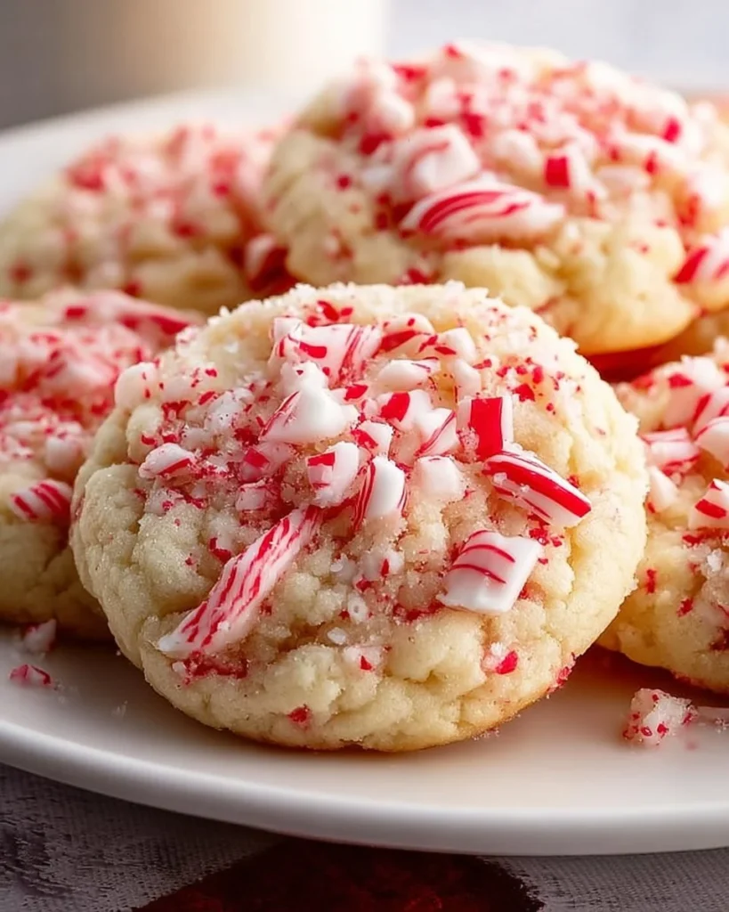 Candy Cane Kiss Cookies decorated with festive red and white stripes.