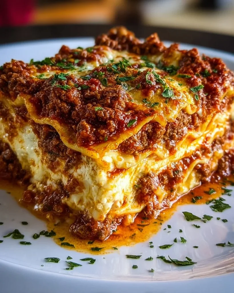 A delicious Christmas Eve Lasagna layered with cheese and festive flavors