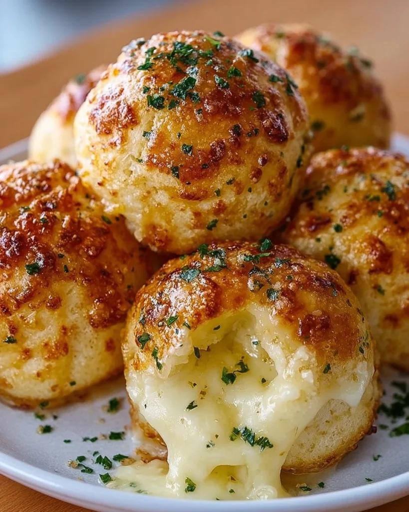Delicious garlic butter cheese bombs served on a plate.