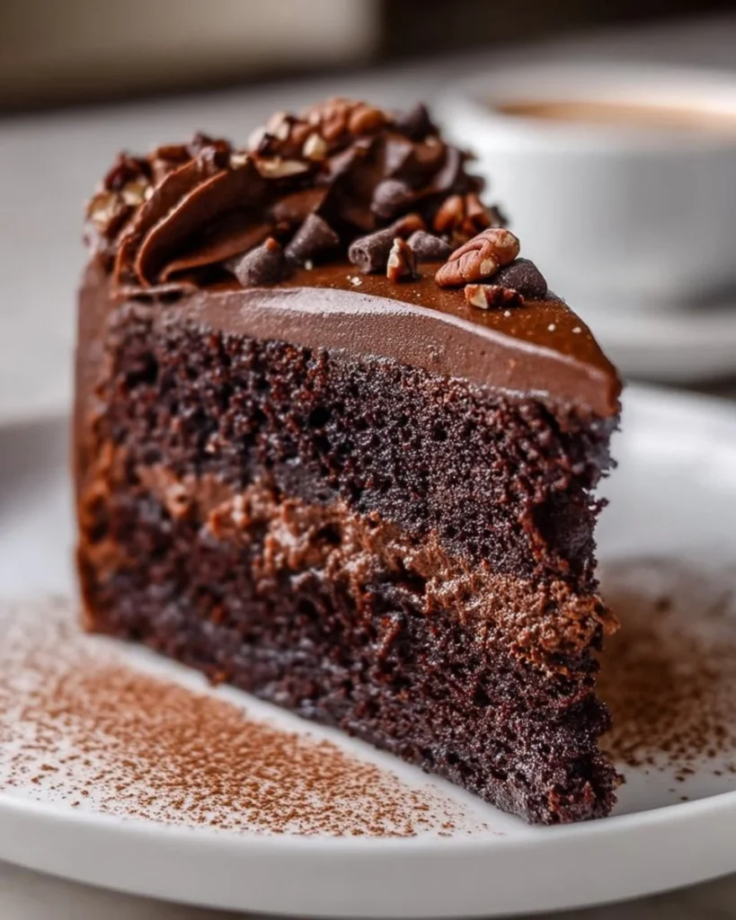 Delicious Mississippi Mud Cake with layers of chocolate and marshmallows
