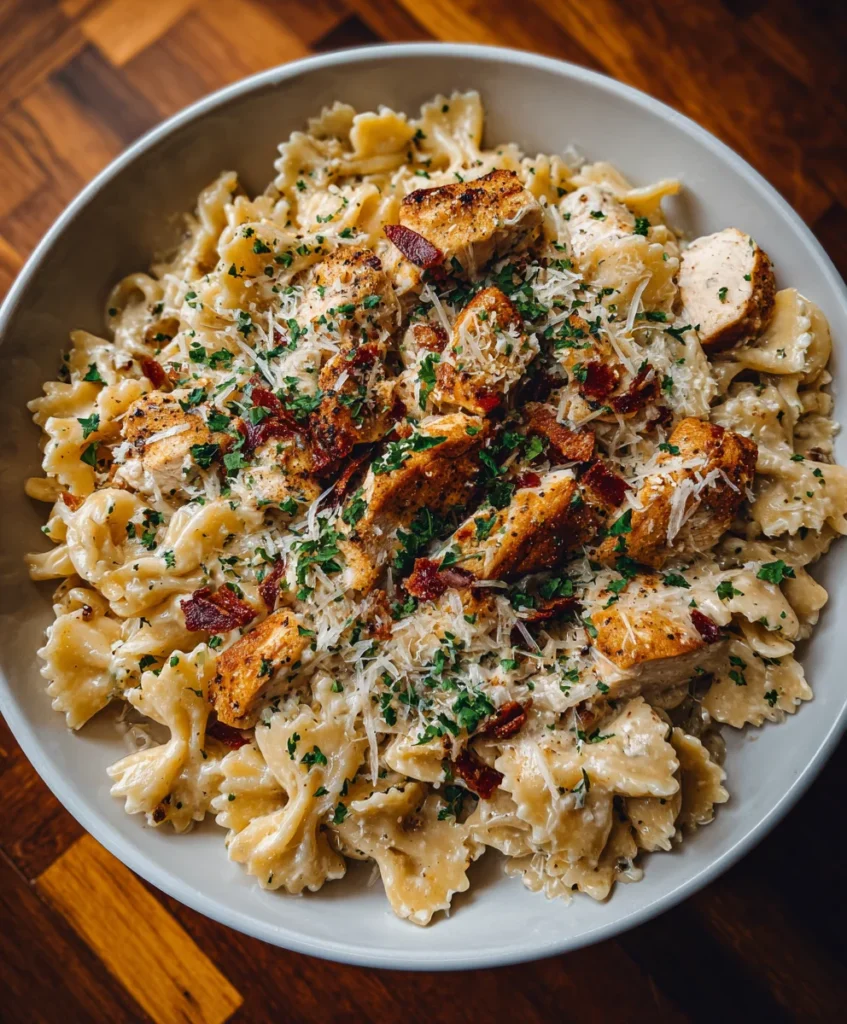 Crockpot Garlic Parmesan Chicken Pasta
