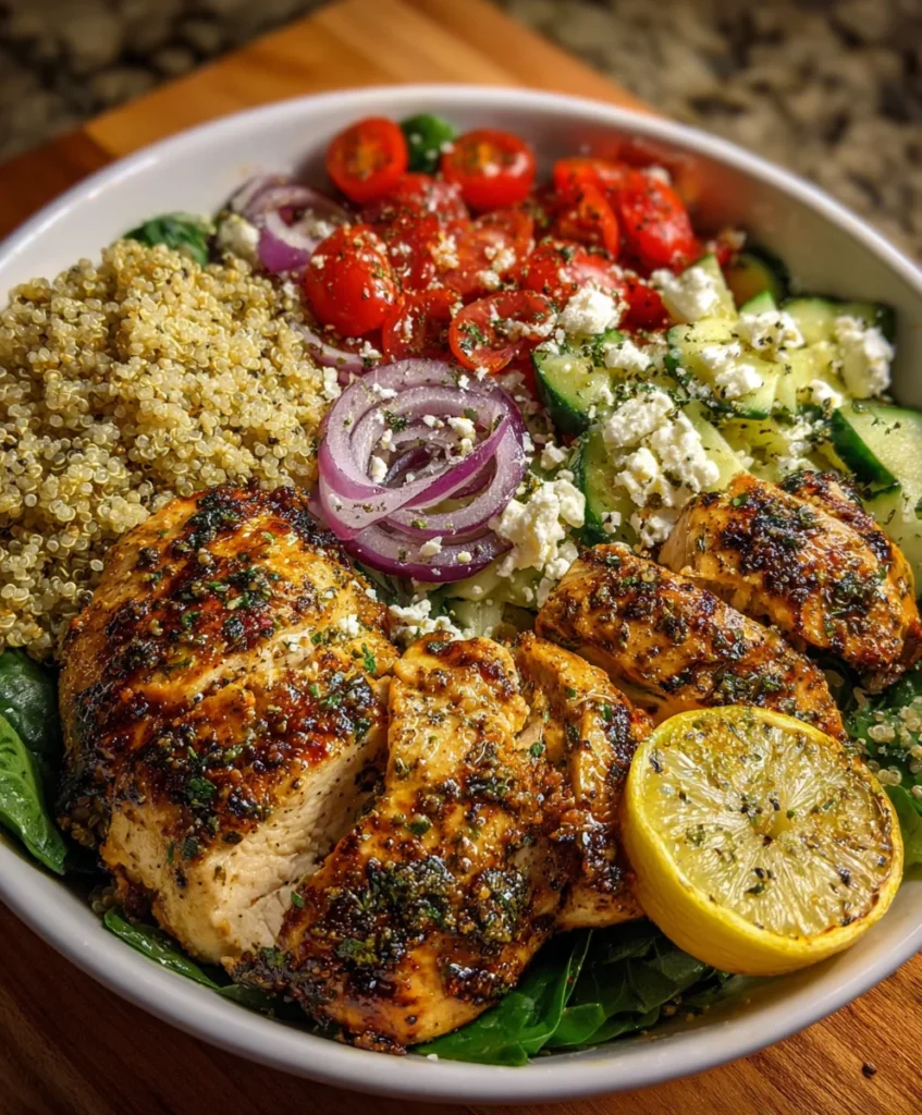 Lemon Herb Grilled Chicken Quinoa Bowl