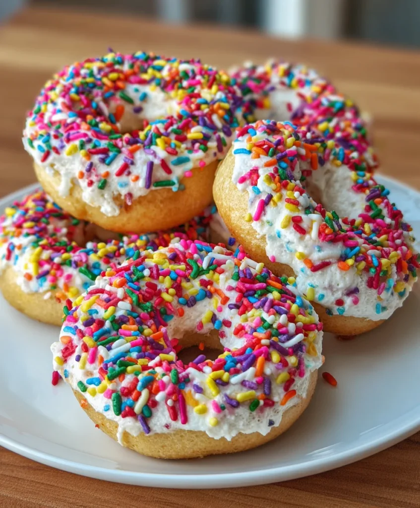 Rainbow Sprinkle Protein Bagels
