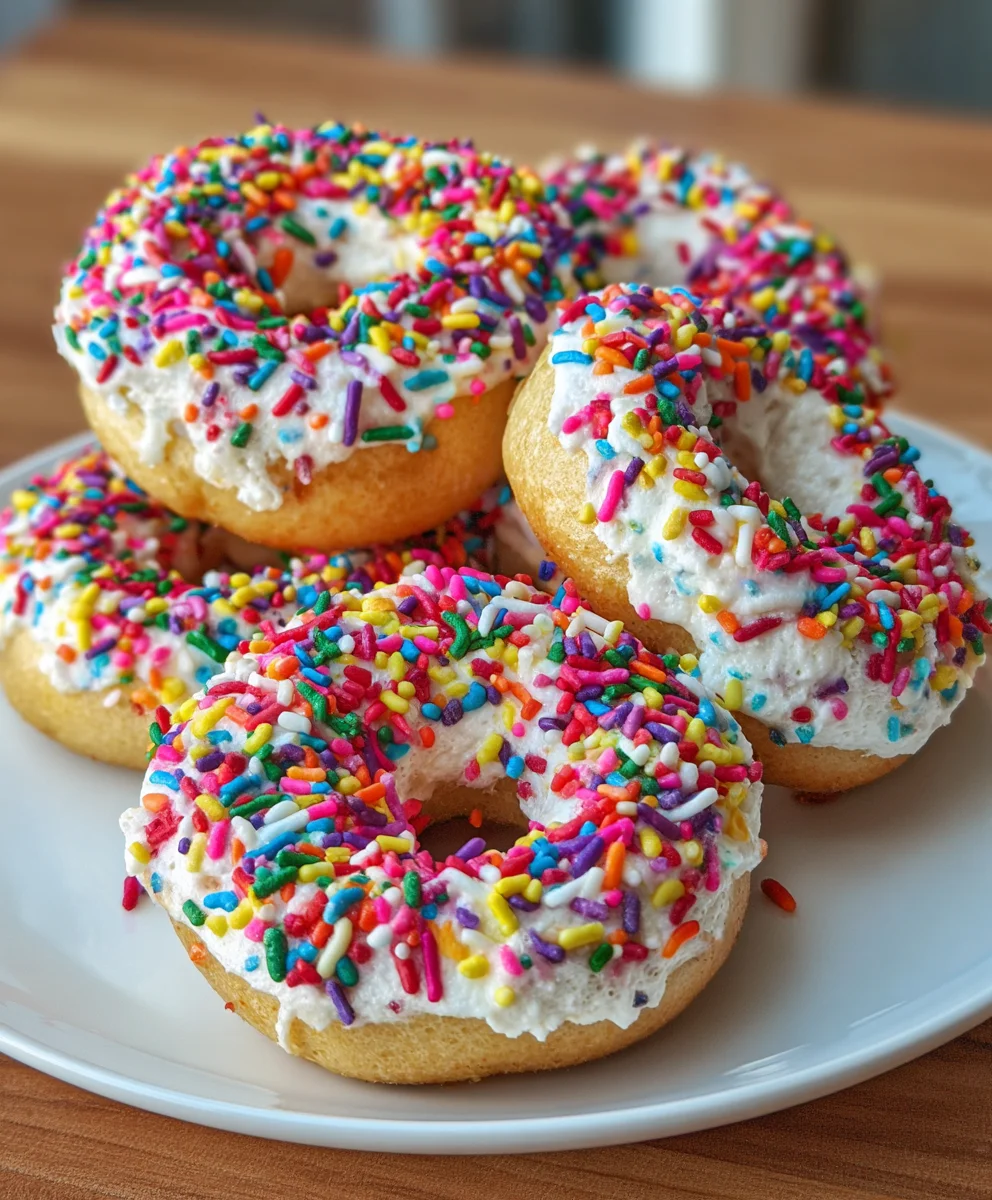 Rainbow Sprinkle Protein Bagels