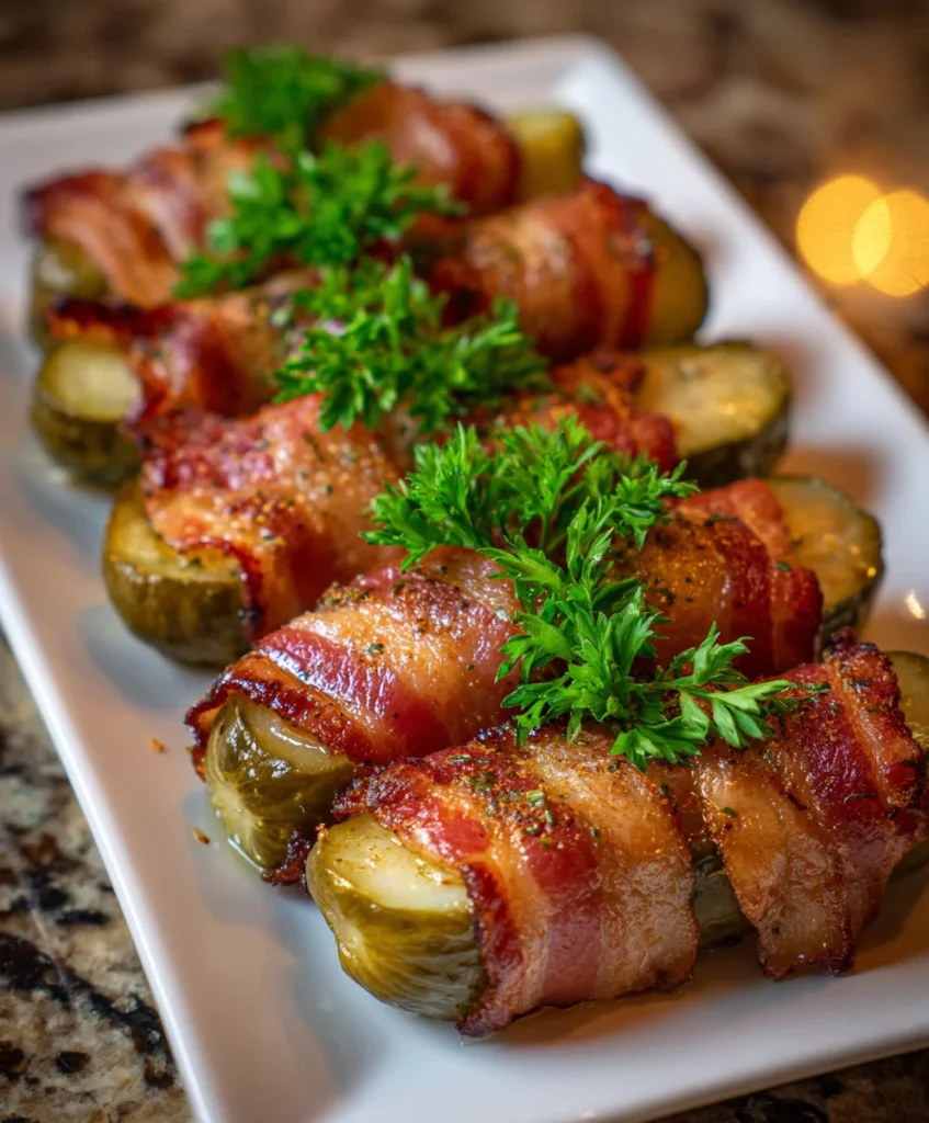 Bacon-Wrapped Pickles Appetizer
