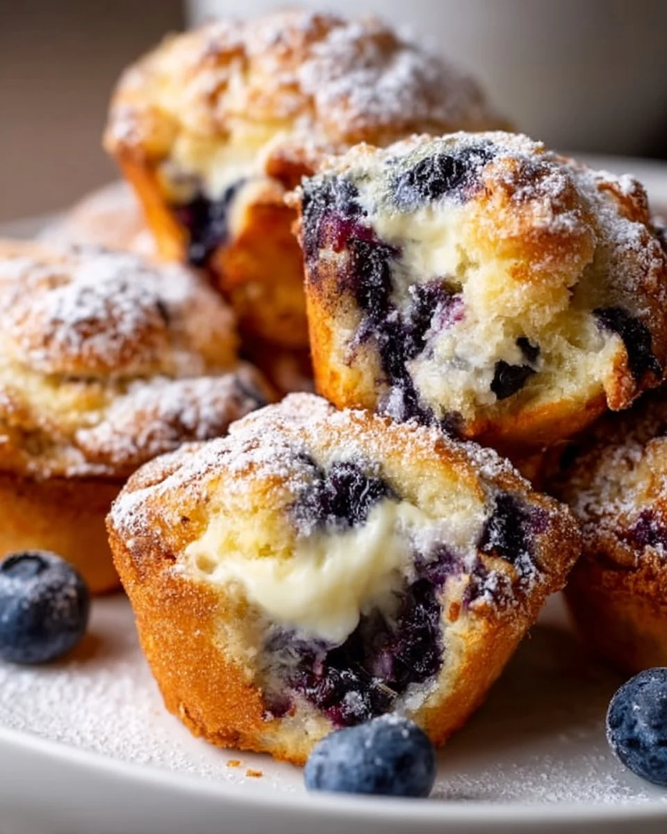 Delicious blueberry crescent cream cheese muffins on a plate