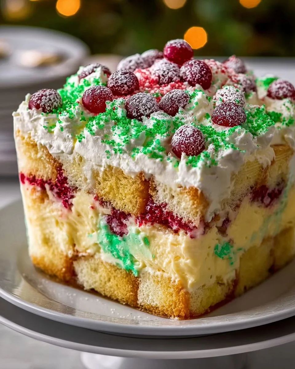 Christmas Tree Cake Trifle layered dessert for festive celebrations