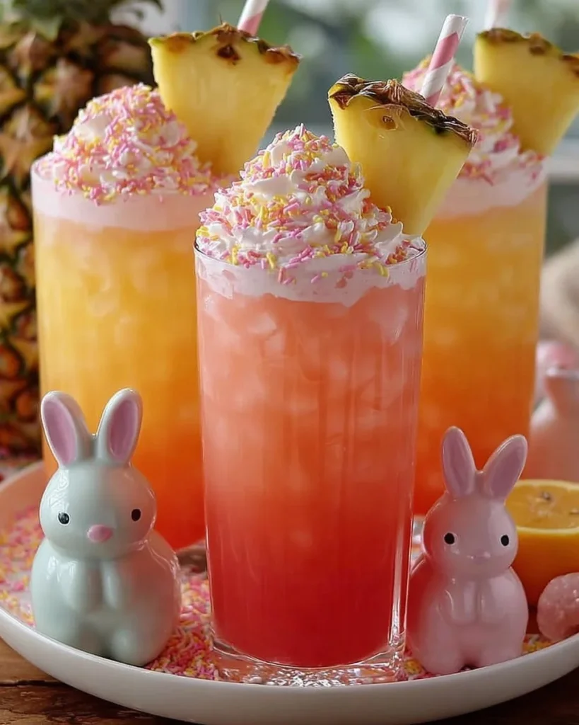 Refreshing Easter Bunny Punch with colorful fruits in a festive bowl