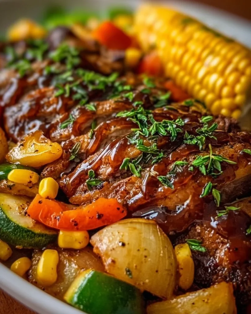 Easy summer dinner made in a crockpot showcasing fresh ingredients.