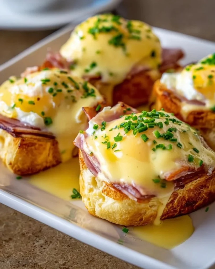Eggs Benedict Breakfast Rolls with hollandaise sauce and poached eggs