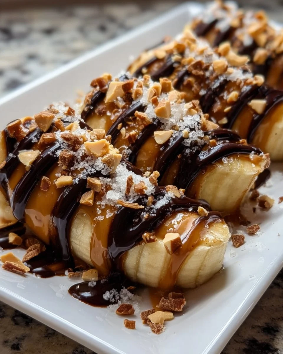 Frozen Banana Snickers dessert, a healthy and tasty chocolate treat
