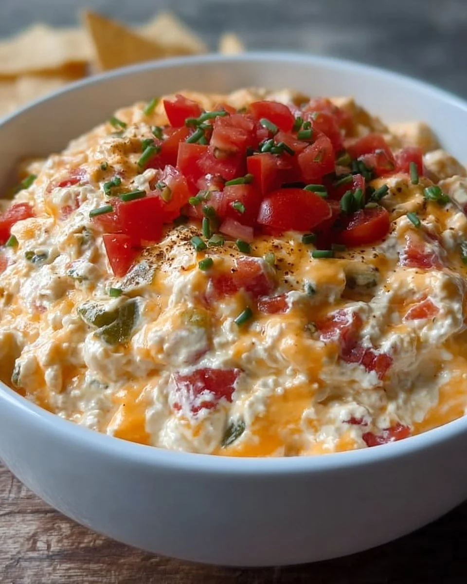 Gluten-free cottage cheese queso in a bowl with tortilla chips