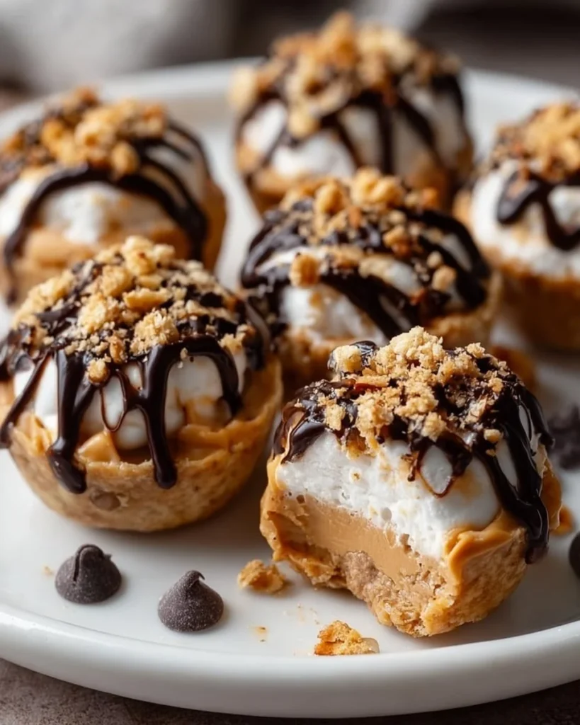 High protein frozen peanut butter Greek yogurt bites for a healthy snack.