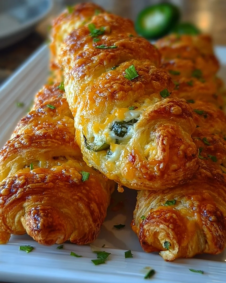 Appetizing jalapeño popper twists served on a platter