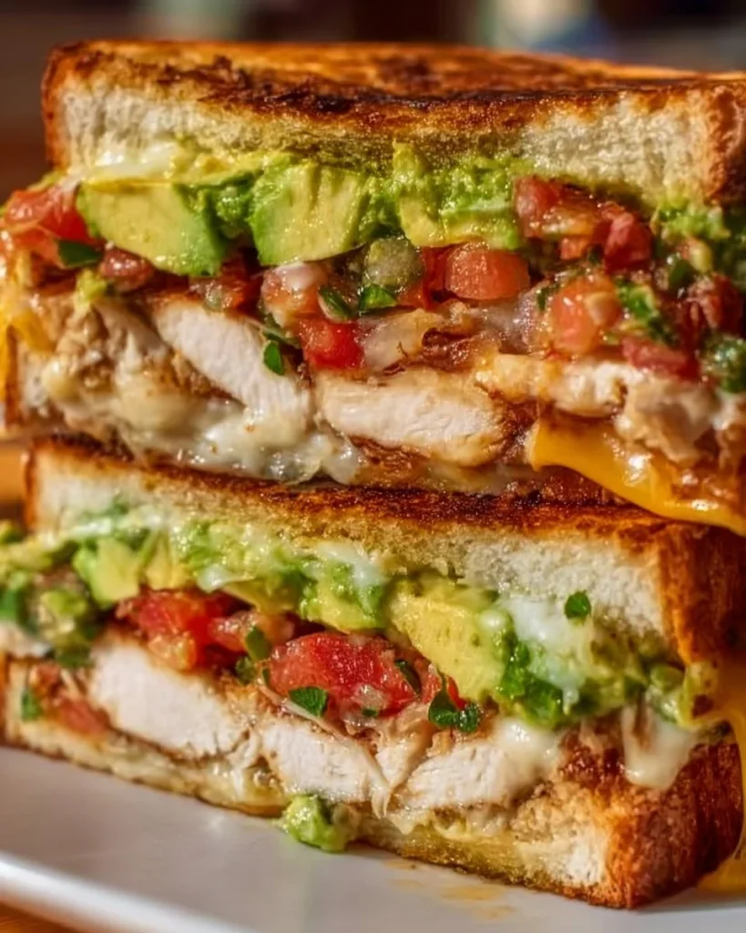 Loaded Chicken & Avocado Sandwich with fresh ingredients and toppings