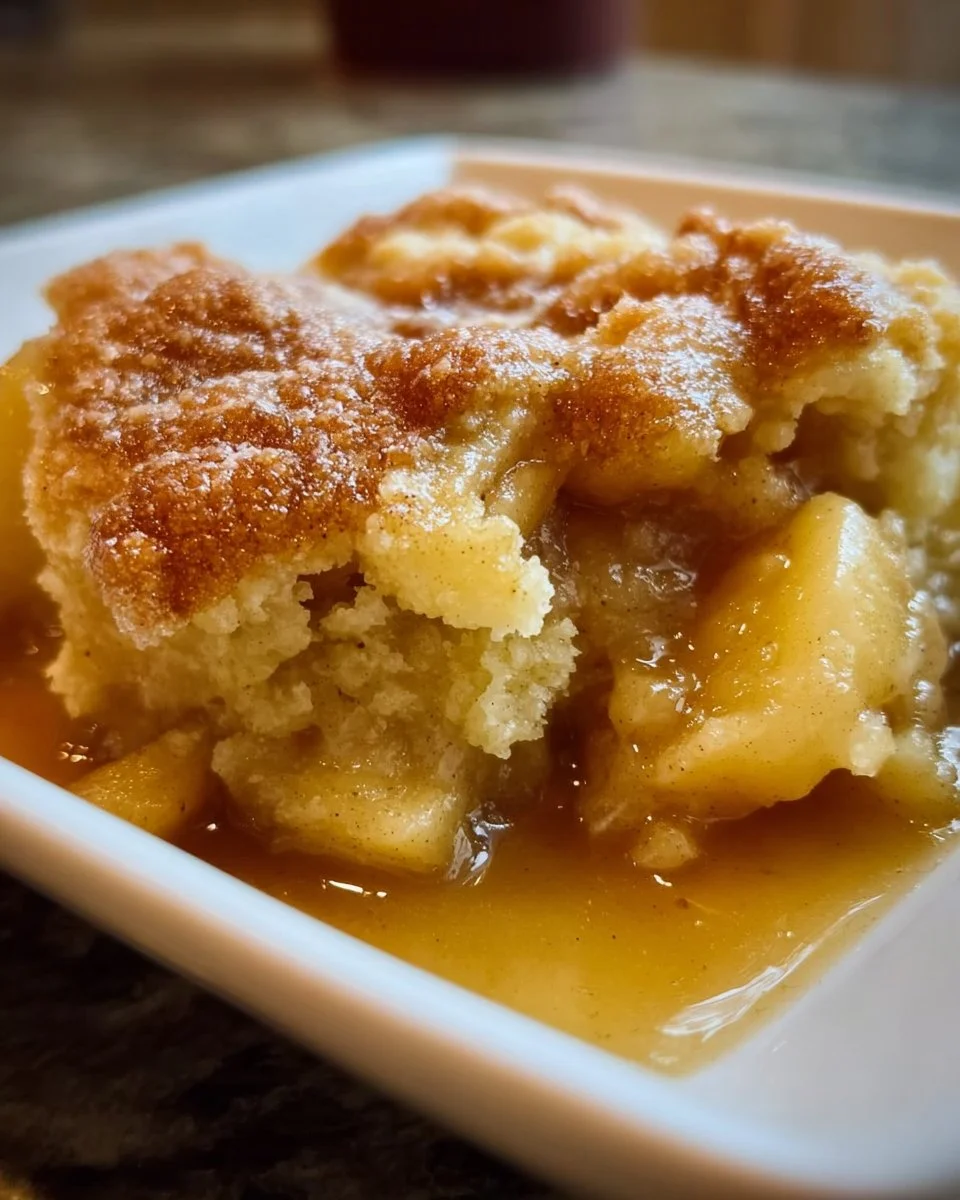 Delicious Poor Man's Apple Cobbler served in a rustic dish
