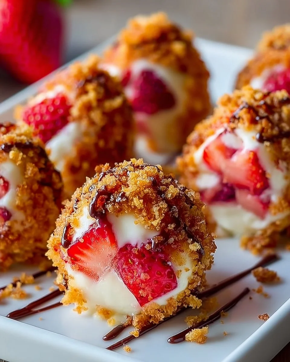 Delicious Strawberry Crunch Cheesecake Bites on a serving platter