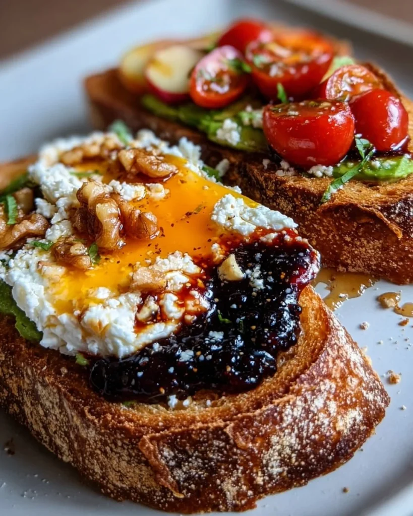 Sweet and Savory Artisan Toast Trio featuring creative toppings