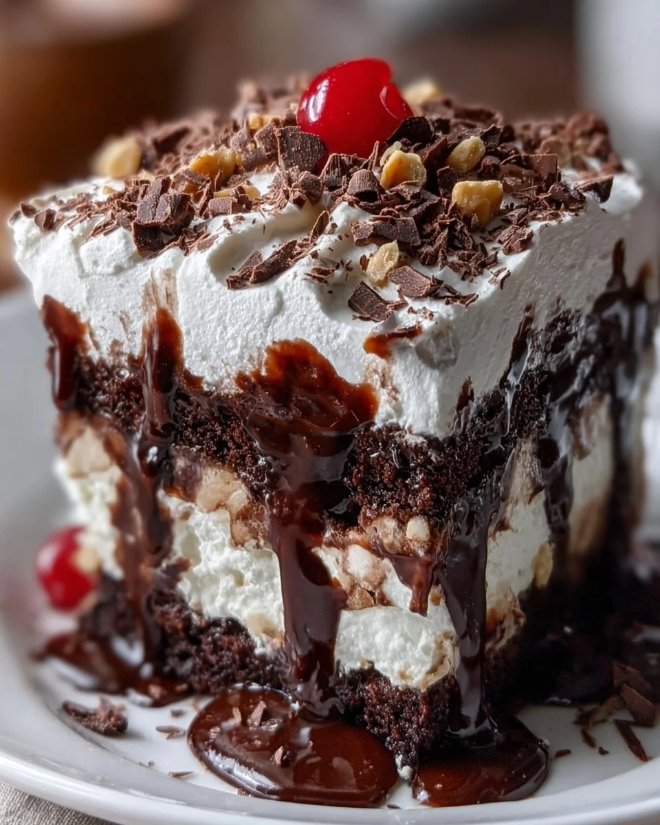 Delicious brownie trifle dessert layered with brownies, mousse, and berries