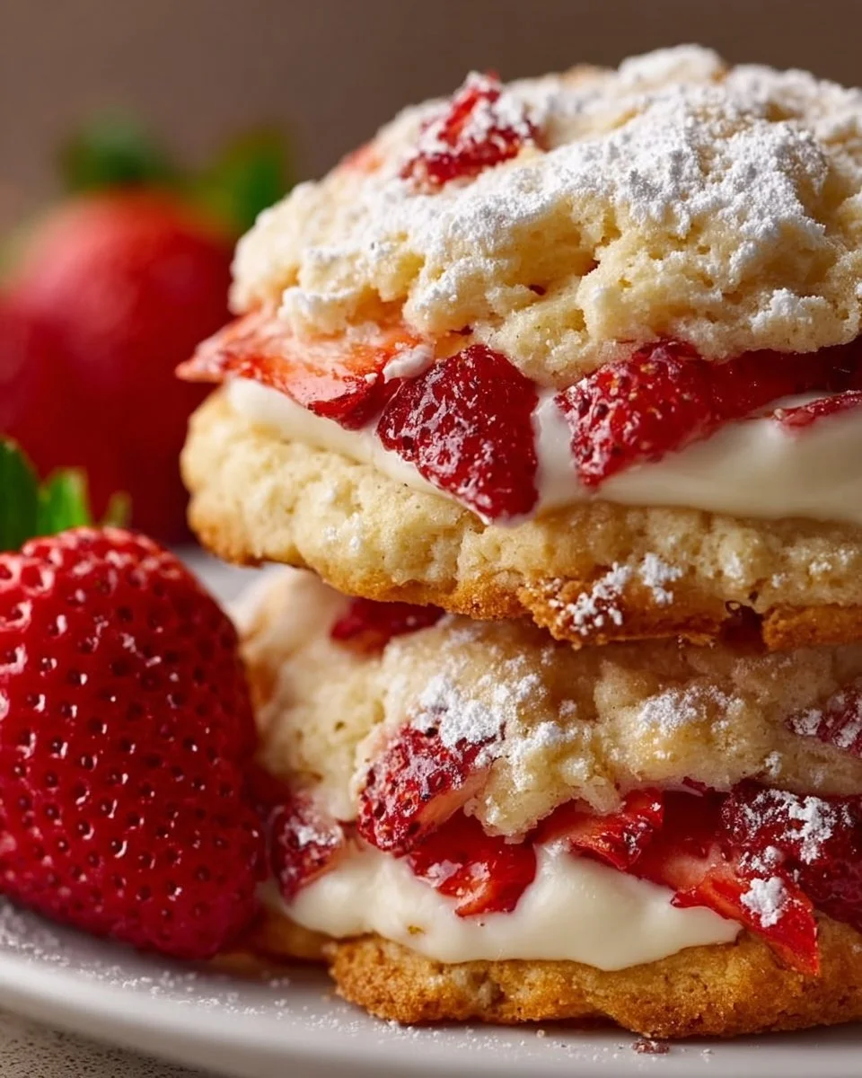 Buttery strawberry shortcake cookies, a delicious twist on the classic dessert