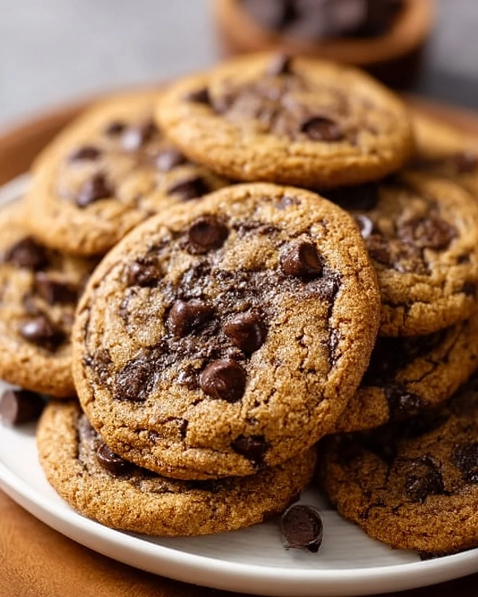 Espresso chocolate chip cookies fresh out of the oven with chocolate chunks