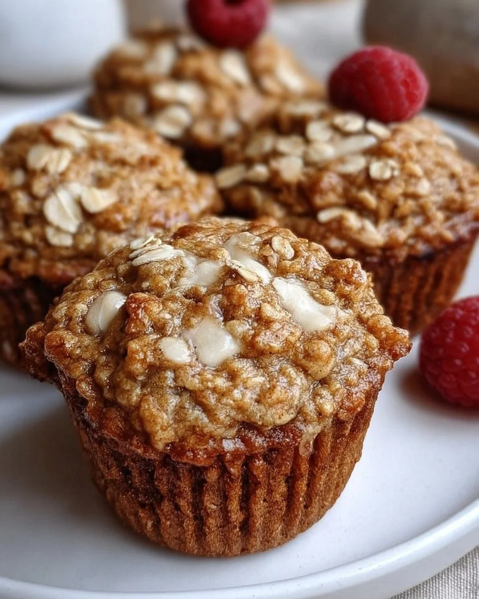 Fluffy cottage cheese oatmeal muffins fresh out of the oven